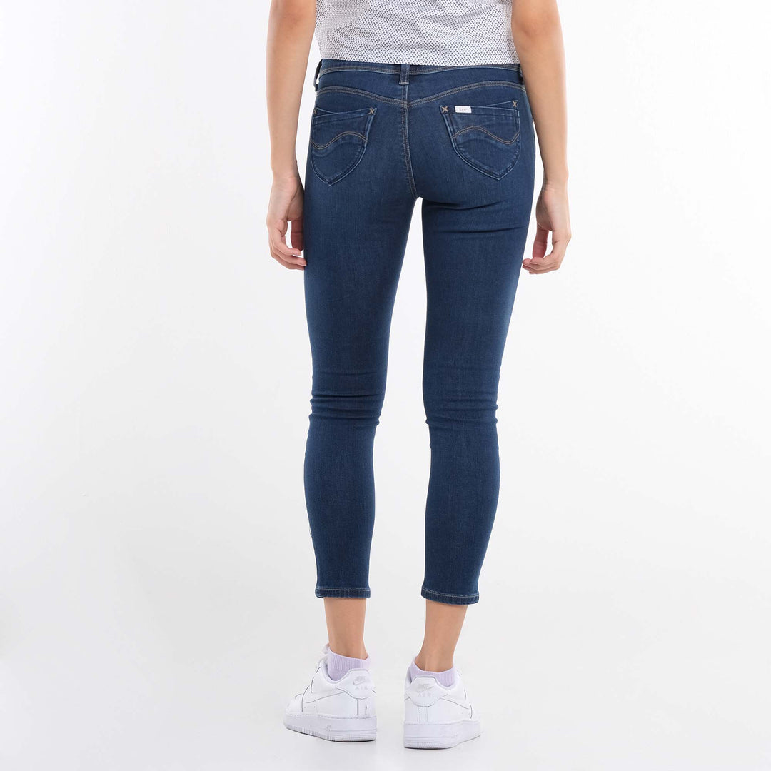 LEE WOMENS SKINNY NARROW DENIM JEANS IN DARK SUBTLE WORN