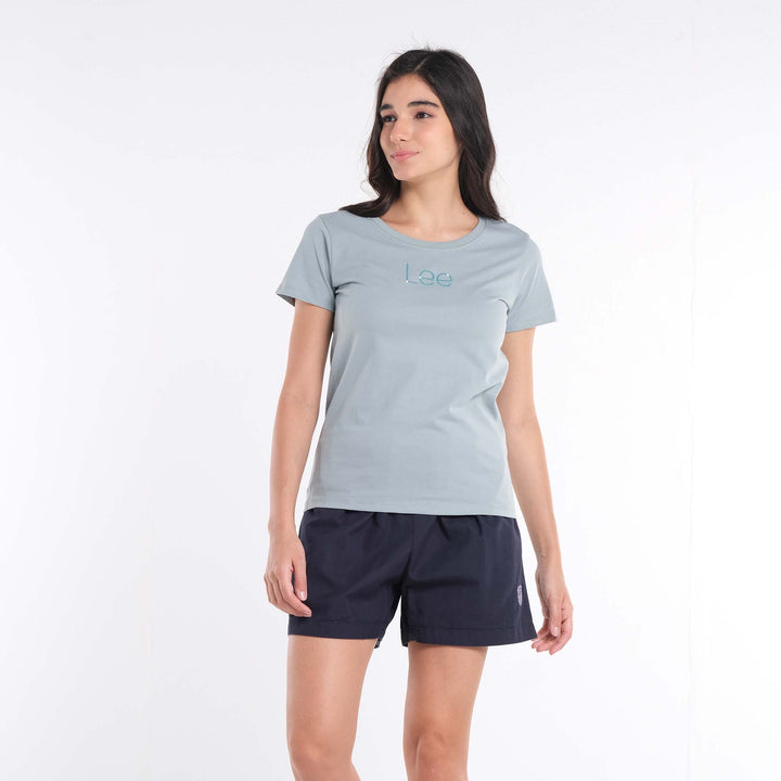 LEE LADIES ROUND NECK TEE WITH RHINESTONE-DESIGNED LOGO