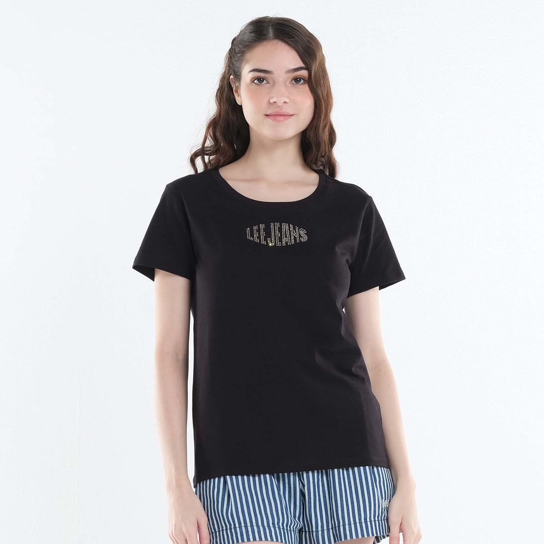 LEE LADIES BASIC ROUND NECK WITH RHINESTONE-DESIGNED TEE