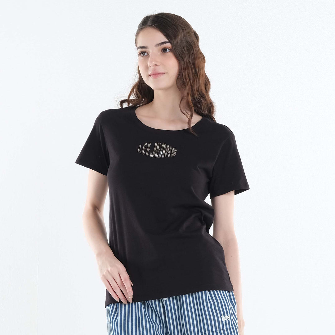 LEE LADIES BASIC ROUND NECK WITH RHINESTONE-DESIGNED TEE