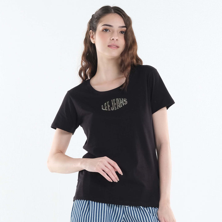 LEE LADIES BASIC ROUND NECK WITH RHINESTONE-DESIGNED TEE