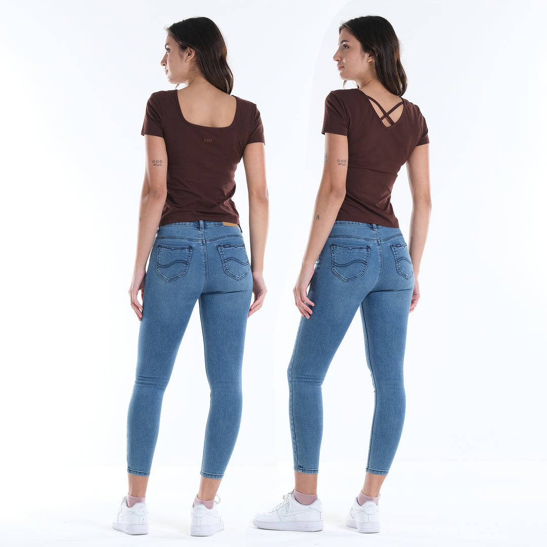 LEE LADIES TWO WAY SQUARE NECK WITH CRISS CROSS TEE