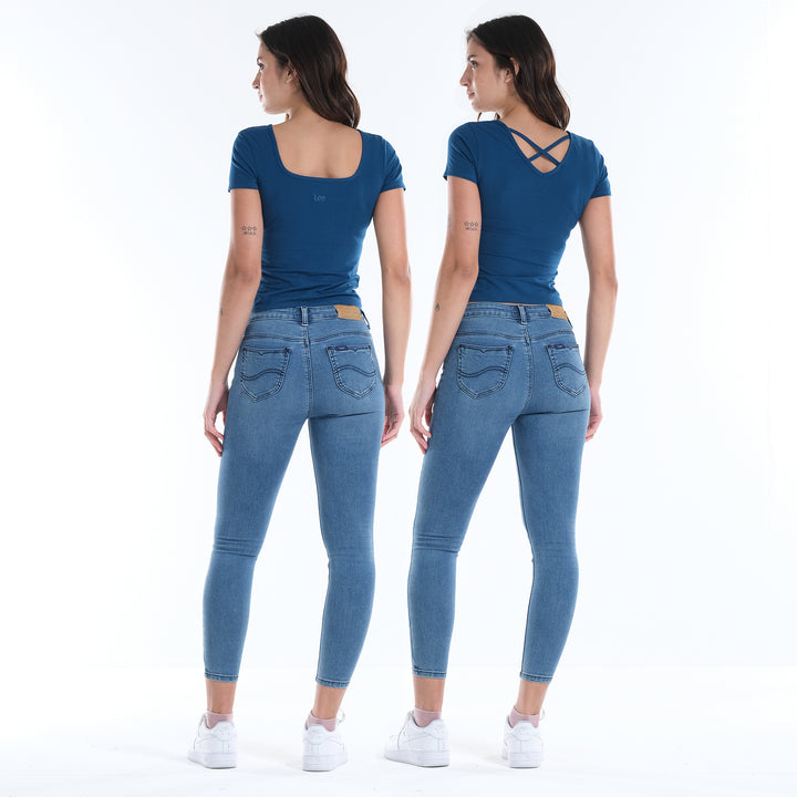 LEE LADIES TWO WAY SQUARE NECK WITH CRISS CROSS TEE