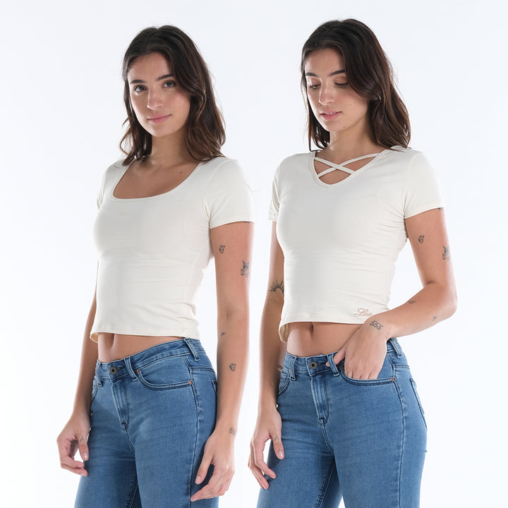 LEE LADIES TWO WAY SQUARE NECK WITH CRISS CROSS TEE