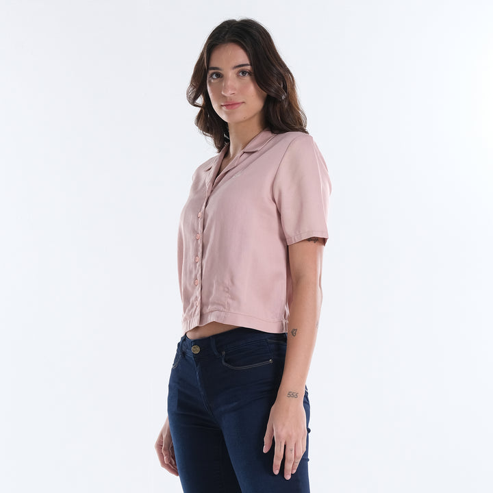 LEE LADIES SEMI CROPPED POLO WITH SMALL LOGO SCRIPT