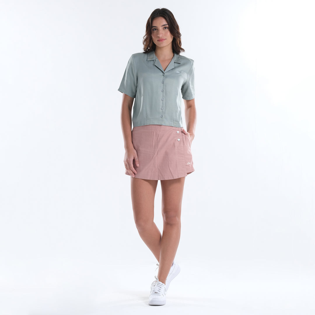 LEE LADIES SEMI CROPPED POLO WITH SMALL LOGO SCRIPT