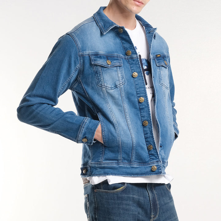 MENS MID BLUE DENIM JACKET