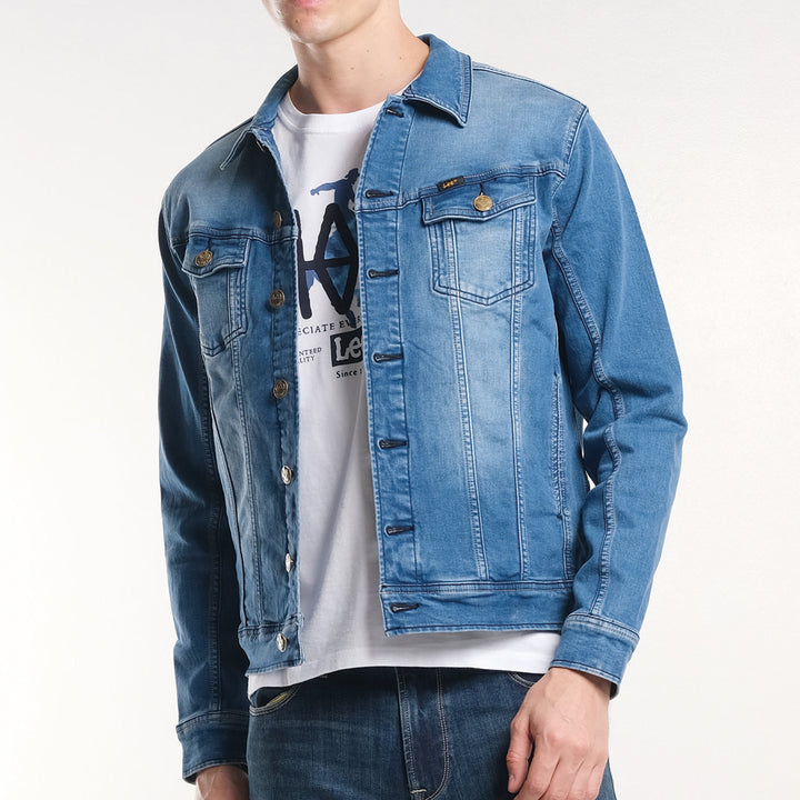 MENS MID BLUE DENIM JACKET